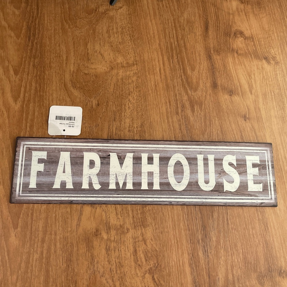 Barnyard Designs Farmhouse Tin Sign Rustic Wood Grain Metal Wall Art 15.75x4.25